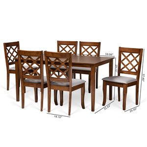 Baxton Studio Verner Grey and Walnut Brown Finished Wood 7-Piece Dining Set