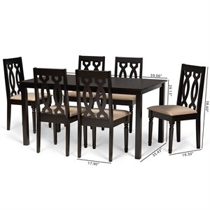 Baxton Studio Cherese Sand and Dark Brown Finished Wood 7-Piece Dining Set