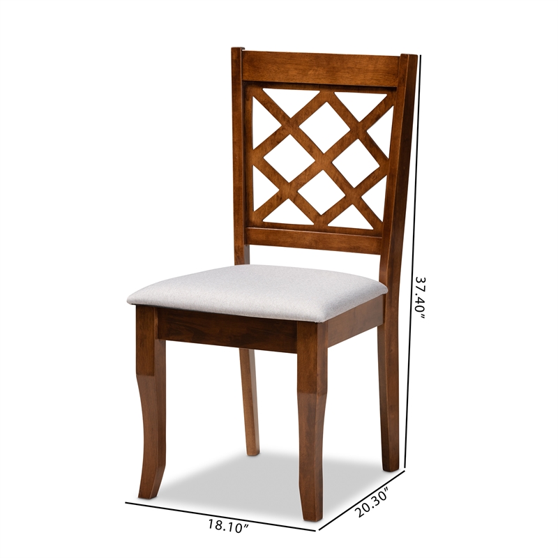 Baxton Studio Verner Grey Fabric Walnut Finished Wood 2-Piece Dining Chair Set