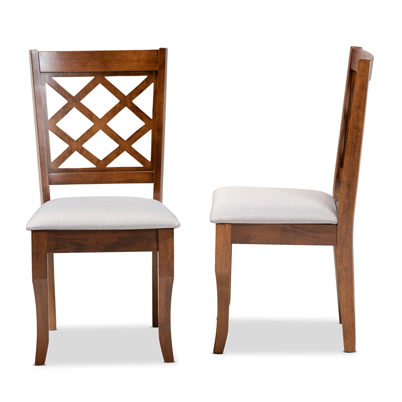 Baxton Studio Verner Grey Fabric Walnut Finished Wood 2-Piece Dining Chair Set