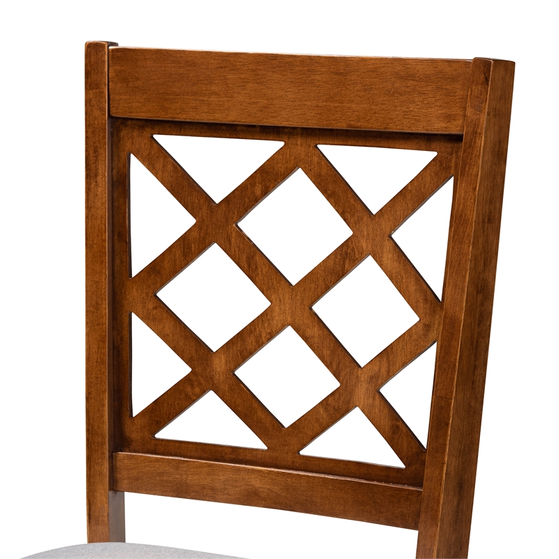 Baxton Studio Verner Grey Fabric Walnut Finished Wood 2-Piece Dining Chair Set