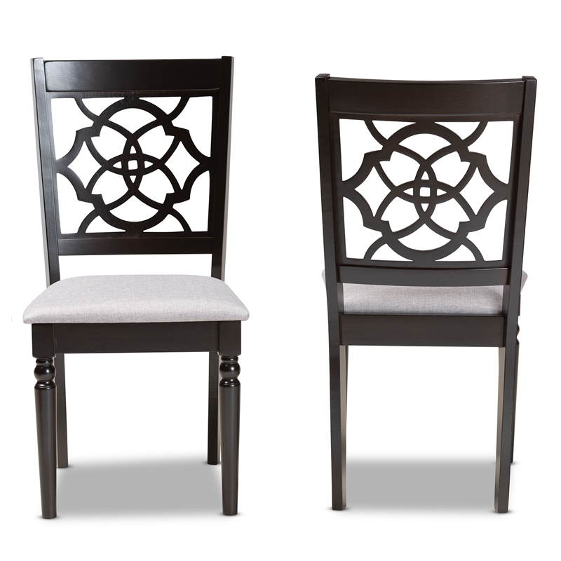 Baxton Studio Renaud Grey and Brown Finished Wood 2-Piece Dining Chair Set