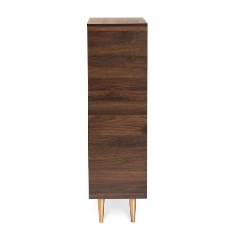 Baxton Studio Landen Brown and Gold  Wood 2-Door Entryway Shoe storage Cabinet