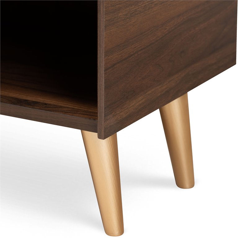Baxton Studio Landen Brown and Gold  Wood 2-Door Entryway Shoe storage Cabinet