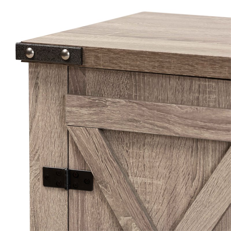 Baxton Studio Wayne Farmhouse Brown Finished Wood 2-Door Shoe Storage Cabinet