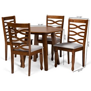 Baxton Studio Darina Grey and Walnut Brown Finished Wood 5-Piece Dining Set