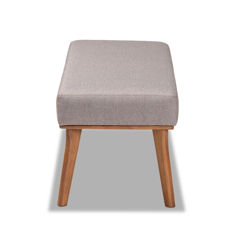 Baxton Studio Grey Fabric Upholstered and Brown Finished Wood Dining Bench