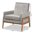 Baxton Studio Perris Velvet Fabric Upholstered and Brown Finished Wood Chair