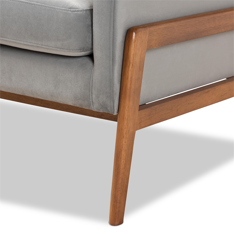 Baxton Studio Perris Velvet Fabric Upholstered and Brown Finished Wood Chair