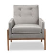 Baxton Studio Perris Velvet Fabric Upholstered and Brown Finished Wood Chair