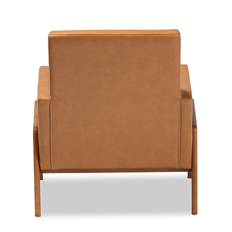 Baxton Studio Faux Leather Upholstered and Walnut Finished Wood Lounge Chair