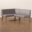 Baxton Studio Fabric Upholstered and Brown Finished Wood 2-Piece Sofa Bench