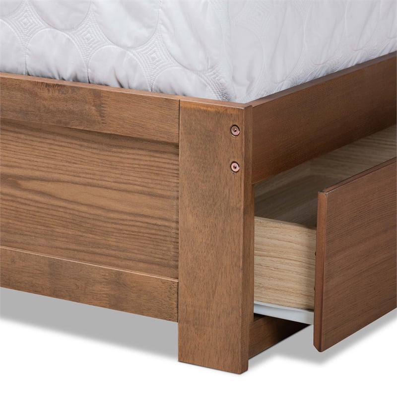 Baxton Studio Aras Brown Finished Wood Queen Size 3-Drawer Bed