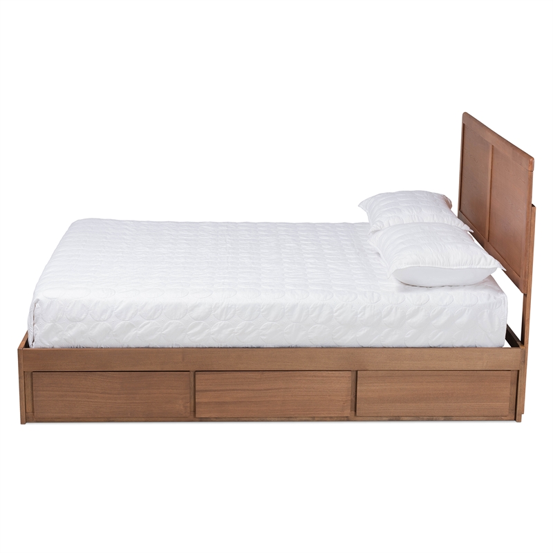 Baxton Studio Aras Brown Finished Wood Queen Size 3-Drawer Bed