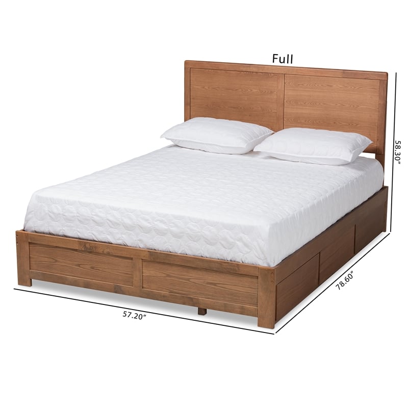 Baxton Studio Aras Brown Finished Wood Queen Size 3-Drawer Bed
