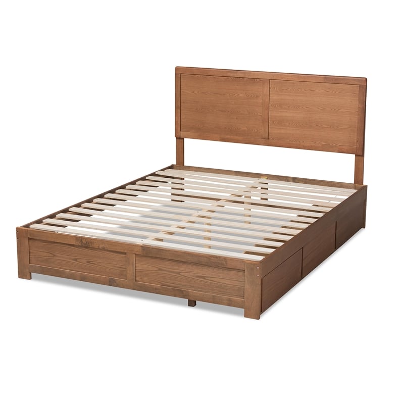 Baxton Studio Aras Brown Finished Wood Queen Size 3-Drawer Bed