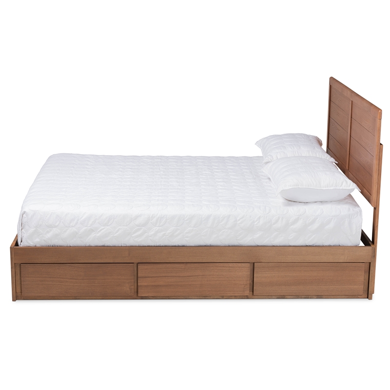 Baxton Studio Lisa Ash Walnut Brown Finished Wood Full Size 3-Drawer Bed