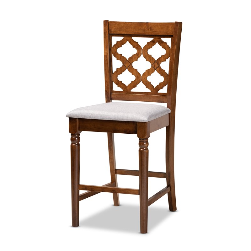 Baxton Studio Grey Fabric Upholstered and Brown Finished Wood 5-Piece Pub Set