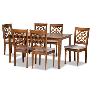 Baxton Studio Grey Fabric Upholstered and Brown Finished Wood 7-Piece Dining Set