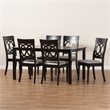 Baxton Studio Grey Fabric Upholstered and Brown Finished Wood 7-Piece Dining Set