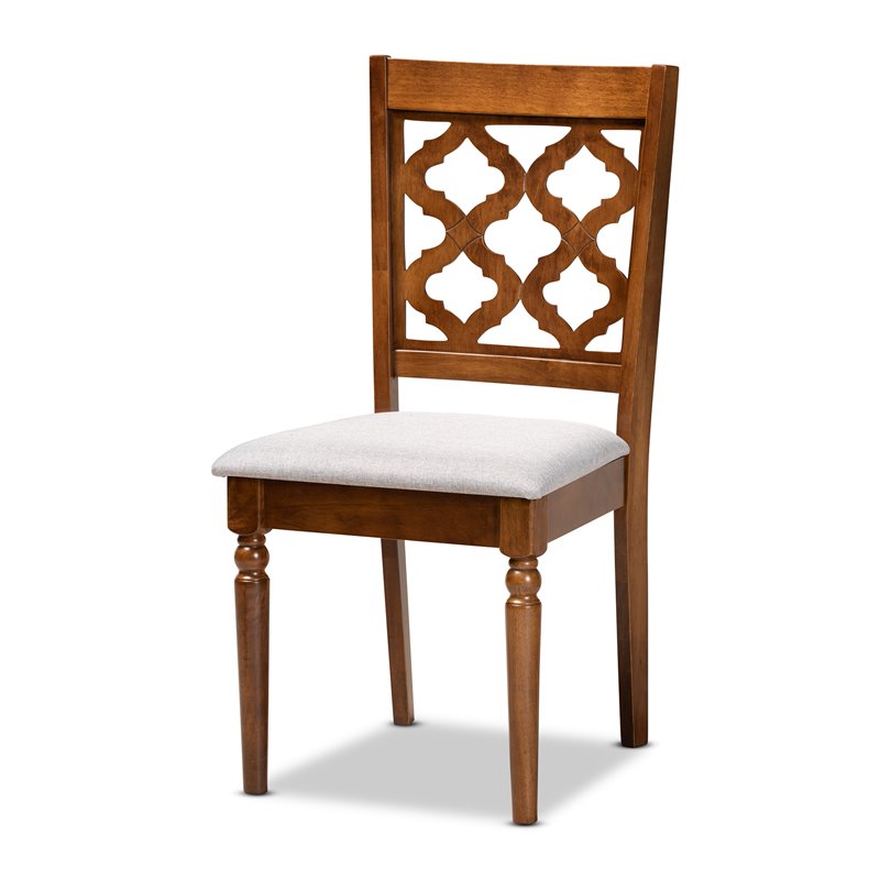 Baxton Studio Grey Fabric Upholstered and Brown Finished Wood 7-Piece Dining Set