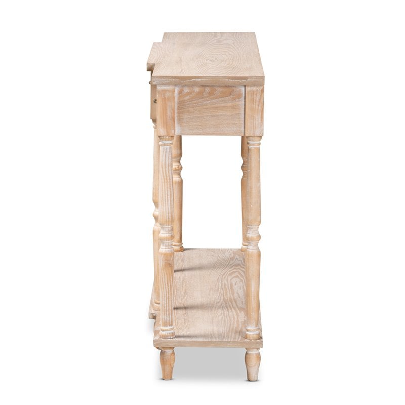 Baxton Studio Rustic Whitewashed Brown Finished Wood 3-Drawer Console Table