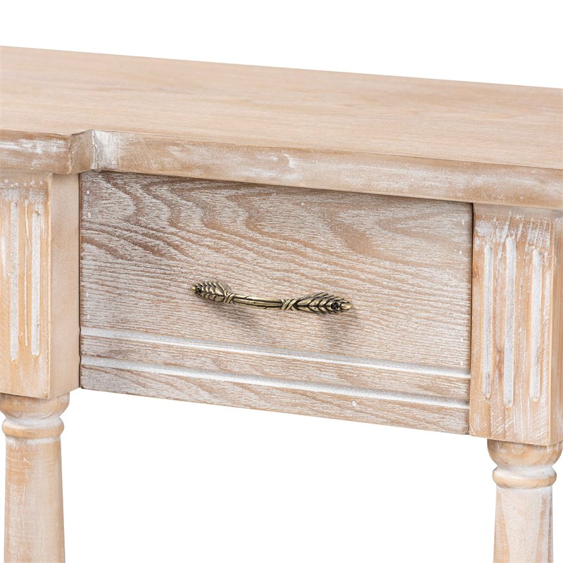 Baxton Studio Rustic Whitewashed Brown Finished Wood 3-Drawer Console Table