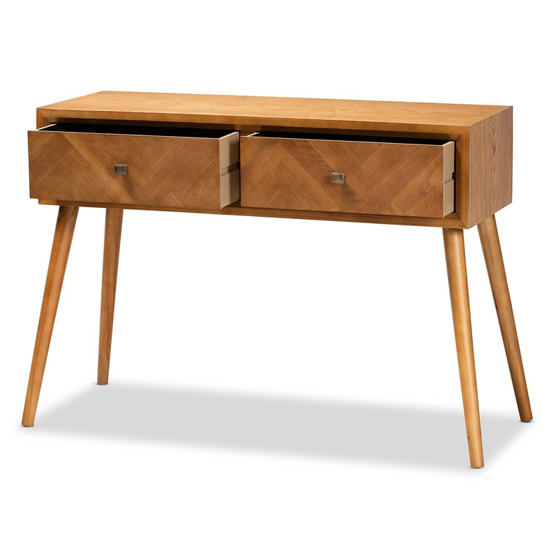 Baxton Studio Brown Finished Wood 2-Drawer Console Table