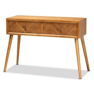 Baxton Studio Brown Finished Wood 2-Drawer Console Table
