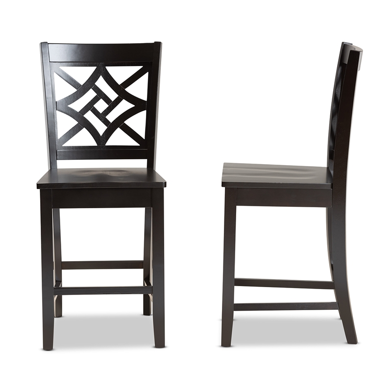 Baxton Studio Dark Brown Finished Wood 2-Piece Counter Stool Set