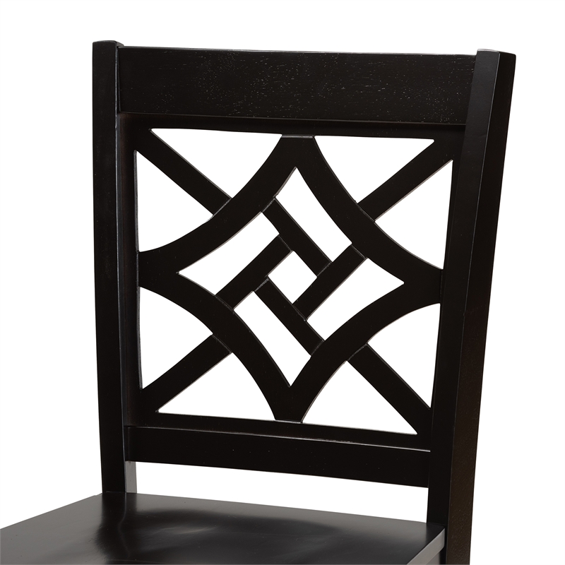 Baxton Studio Dark Brown Finished Wood 2-Piece Counter Stool Set