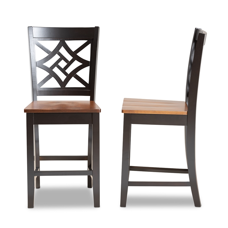Baxton Studio Two-Tone Brown Finished Wood 2-Piece Counter Stool Set
