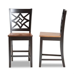 Baxton Studio Two-Tone Brown Finished Wood 2-Piece Counter Stool Set