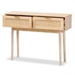 Baxton Studio Light Oak Brown Finished Wood and Rattan 2-Drawer Console Table