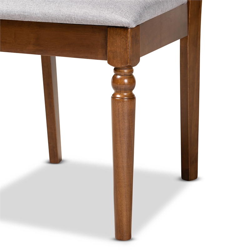 Baxton Studio Grey Upholstered and Brown Finished Wood 2-Piece Dining Chair Set