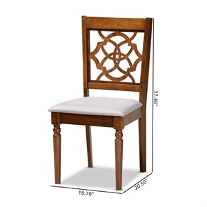 Baxton Studio Grey Upholstered and Brown Finished Wood 2-Piece Dining Chair Set