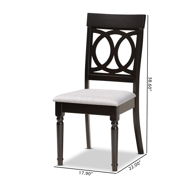 Baxton Studio Grey Upholstered and Brown Finished Wood 2-Piece Dining Chair Set