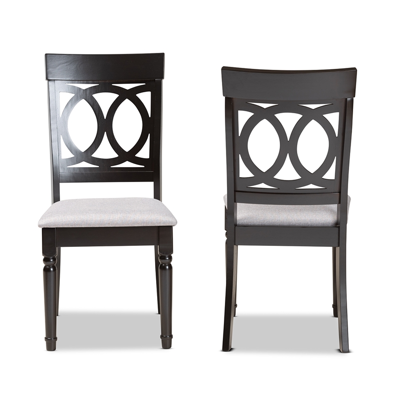 Baxton Studio Grey Upholstered and Brown Finished Wood 2-Piece Dining Chair Set