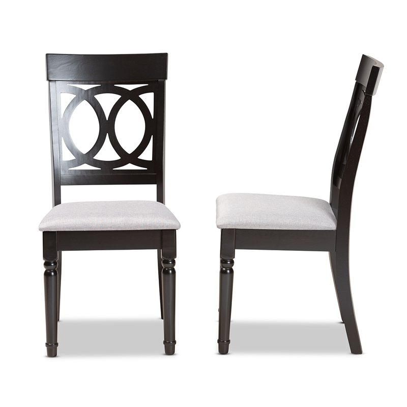 Baxton Studio Grey Upholstered and Brown Finished Wood 2-Piece Dining Chair Set