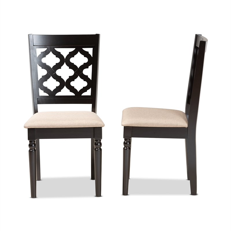 Baxton Studio Sand Upholstered and Brown Finished Wood 2-Piece Dining Chair Set