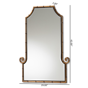 Baxton Studio Layan Gold Finished Metal Bamboo Inspired Accent Wall Mirror