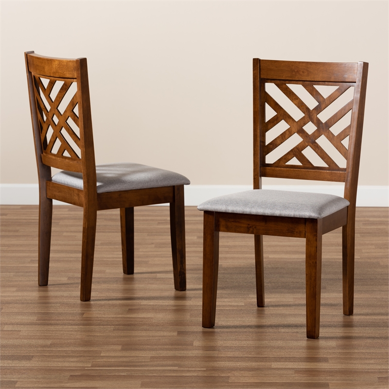 Baxton Studio Grey and Walnut Brown Finished Wood 2-Piece Dining Chair Set