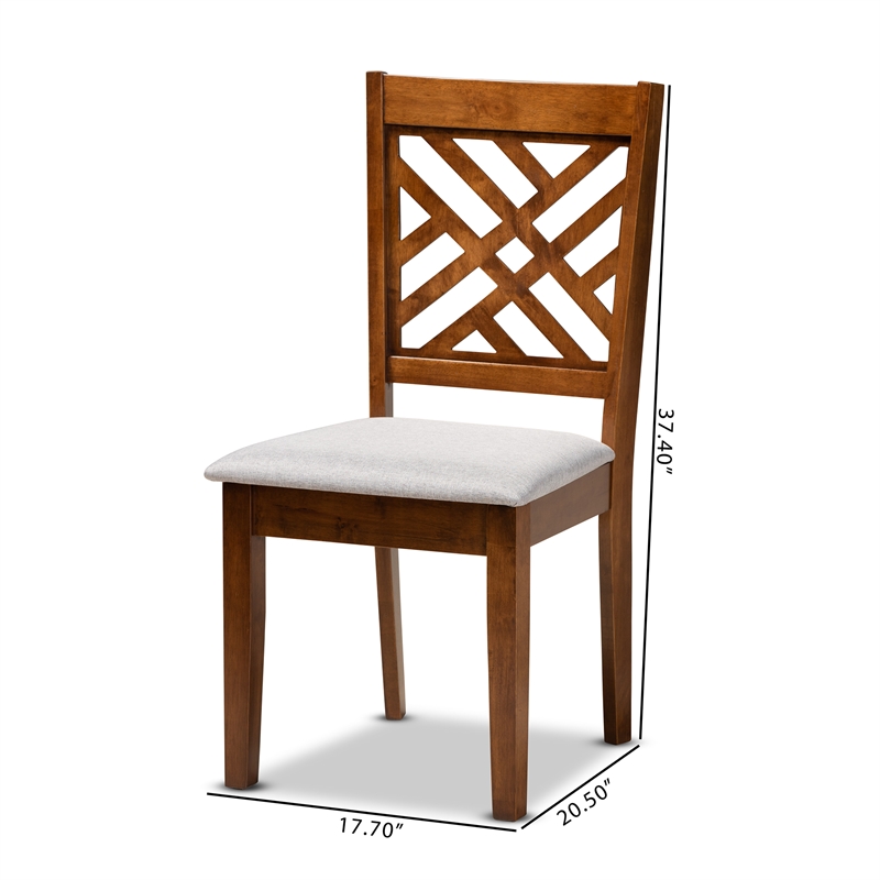 Baxton Studio Grey and Walnut Brown Finished Wood 2-Piece Dining Chair Set