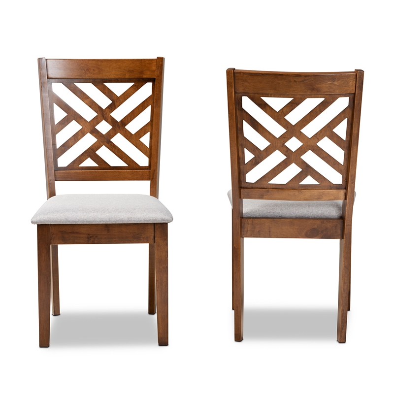 Baxton Studio Grey and Walnut Brown Finished Wood 2-Piece Dining Chair Set