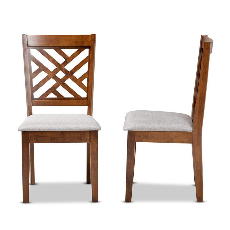 Baxton Studio Grey and Walnut Brown Finished Wood 2-Piece Dining Chair Set