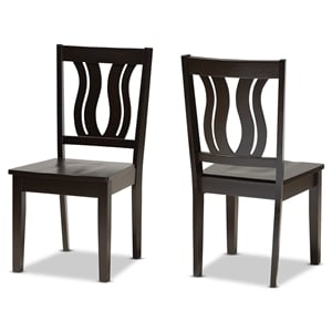 Baxton Studio Fenton Dark Brown Finished Wood 2-Piece Dining Chair Set
