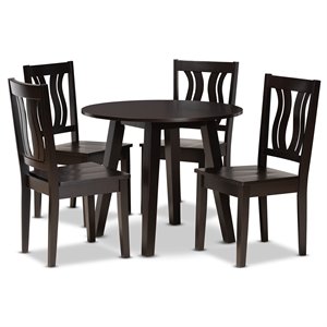Baxton Studio Anesa Transitional Dark Brown Finished Wood 5-Piece Dining Set