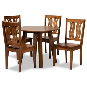 Baxton Studio Anesa Transitional Walnut Brown Finished Wood 5-Piece Dining Set