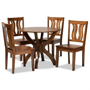 Baxton Studio Karla Transitional Walnut Brown Finished Wood 5-Piece Dining Set
