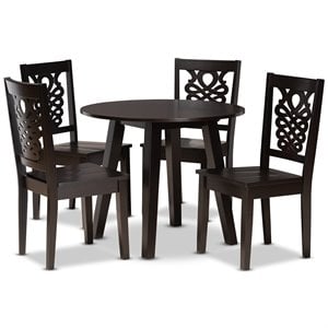 Baxton Studio Mina Transitional Dark Brown Finished Wood 5-Piece Dining Set